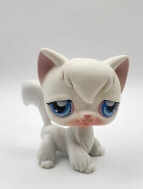 ANGORA CAT #9 - Authentic Littlest Pet Shop Hasbro LPS Pink Magney Clear Peg
